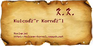 Kulcsár Kornél névjegykártya
